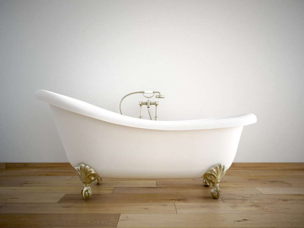 Modern bathtub with the best water heater providing a relaxing bath experience